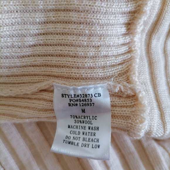 BLVD Womens Beige Long Sleeve Shawl Lapel Open Front Cardigan Sweater Size M - Picture 6 of 7